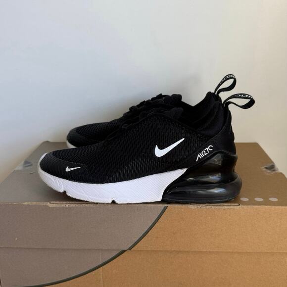 Nike Air Max 270 Black/White Kids Sneakers- SZ 1 Y - Picture 4 of 13